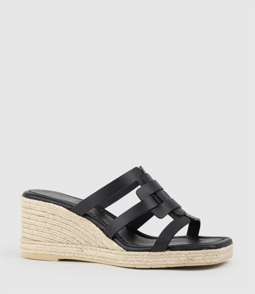 MADERE Square Toe Slide Espadrille in Black - Image 3