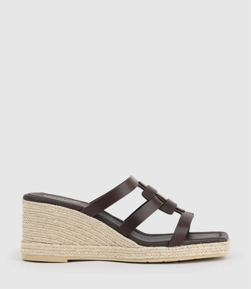MADERE Square Toe Slide Espadrille in Brown