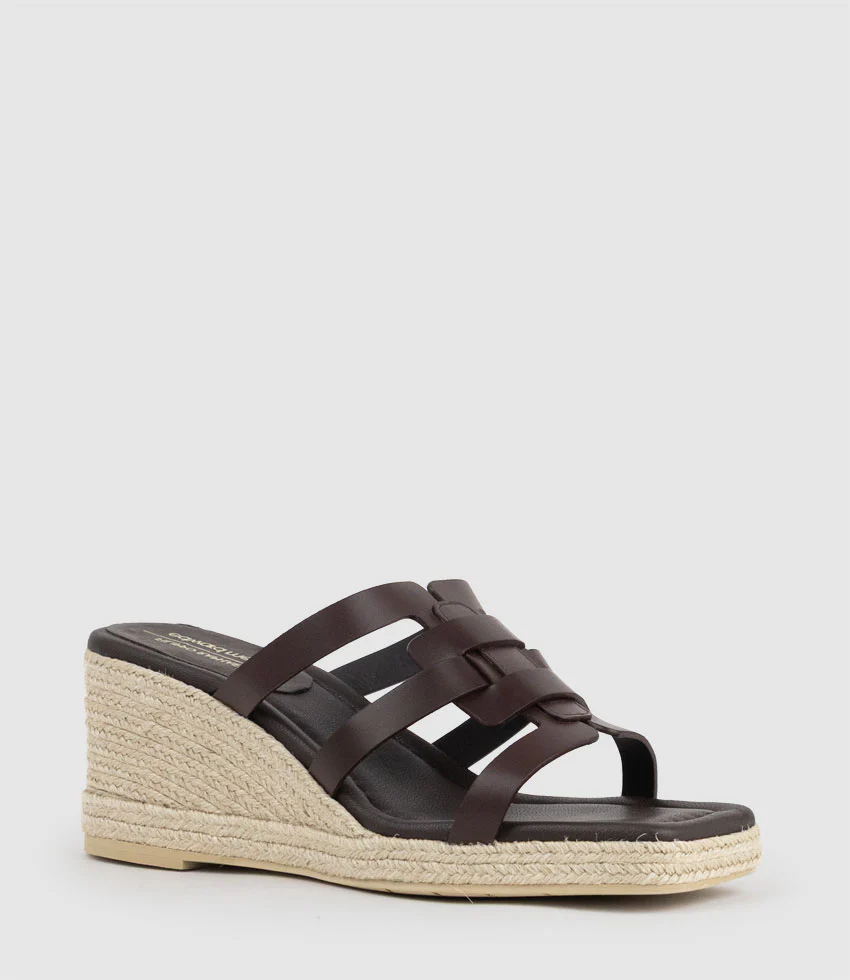 MADERE Square Toe Slide Espadrille in Brown - Image 2