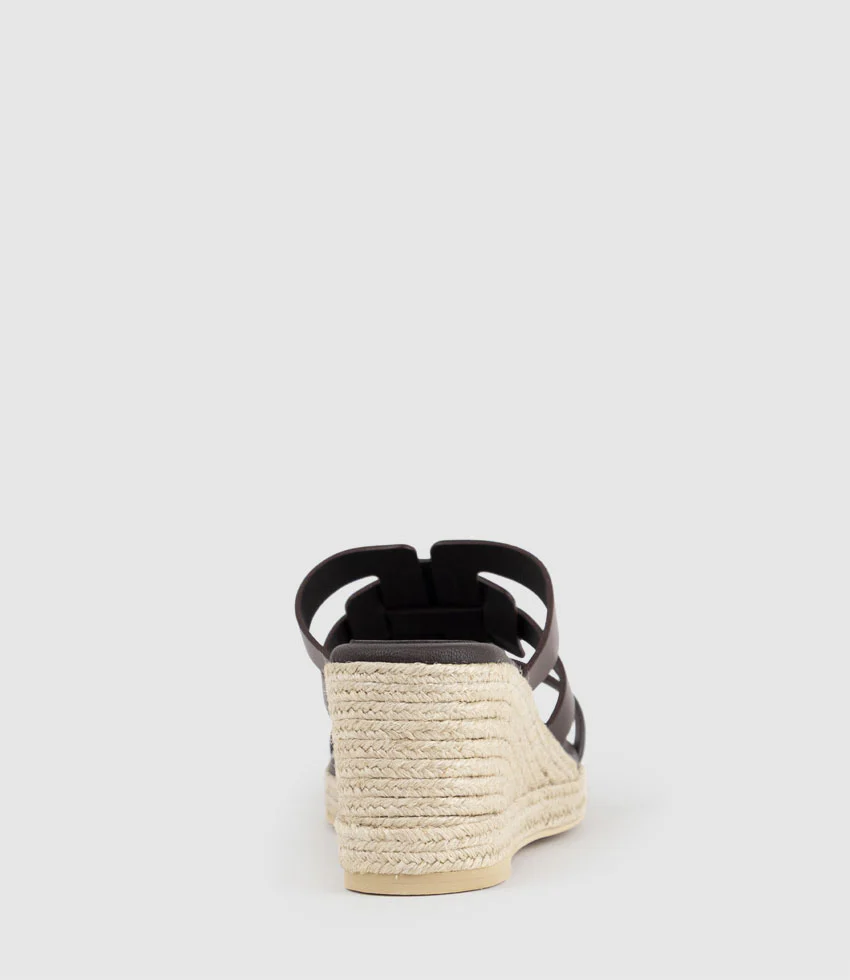 MADERE Square Toe Slide Espadrille in Brown - Image 3