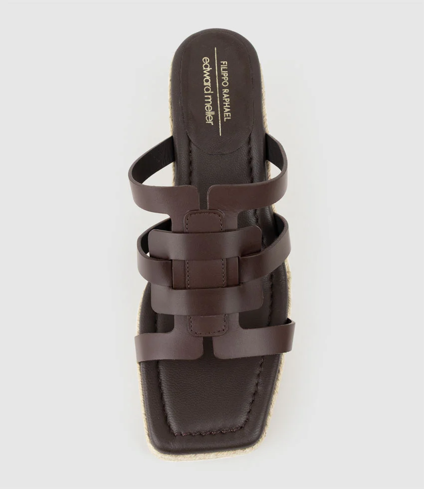 MADERE Square Toe Slide Espadrille in Brown - Image 4