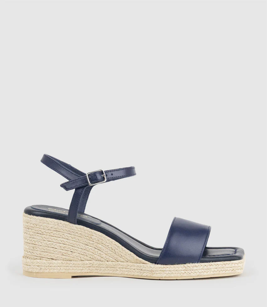 MARILYN Square Toe Sandal Espadrille in Navy