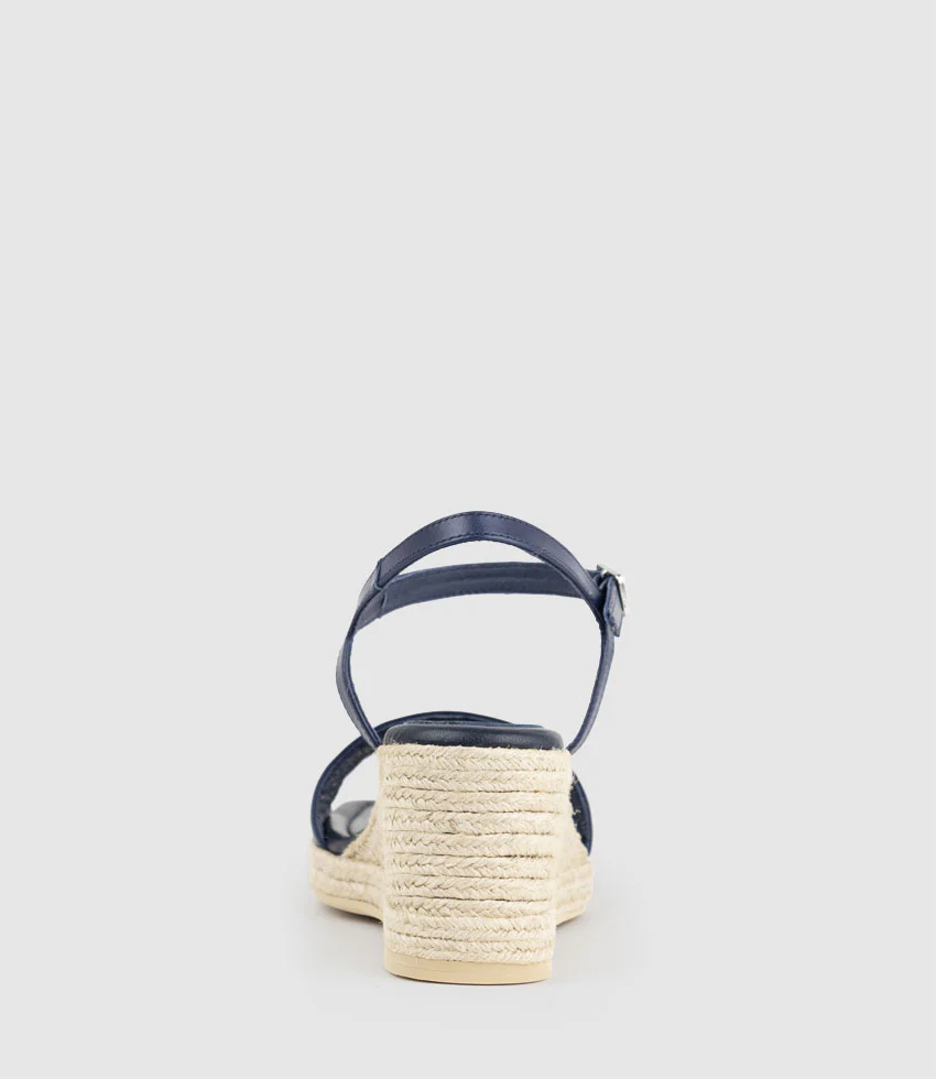 MARILYN Square Toe Sandal Espadrille in Navy - Image 3
