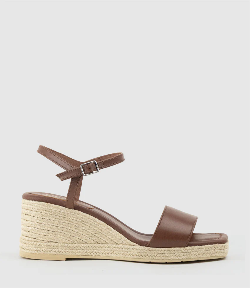 MARILYN Square Toe Sandal Espadrille in Tan