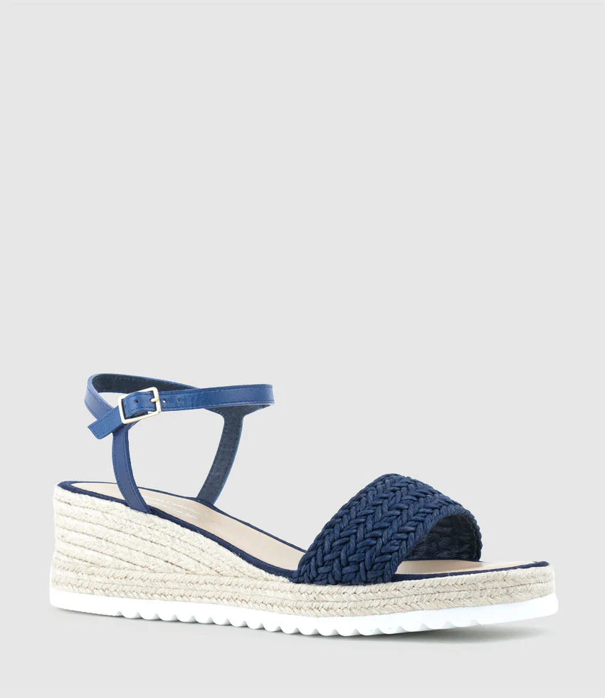 MARTINA Woven Front Espadrille in Navy - Image 3
