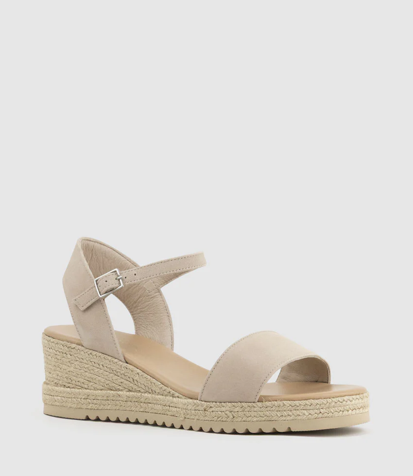 MIARA Single Strap Low Espadrille in Taupe Suede - Image 2