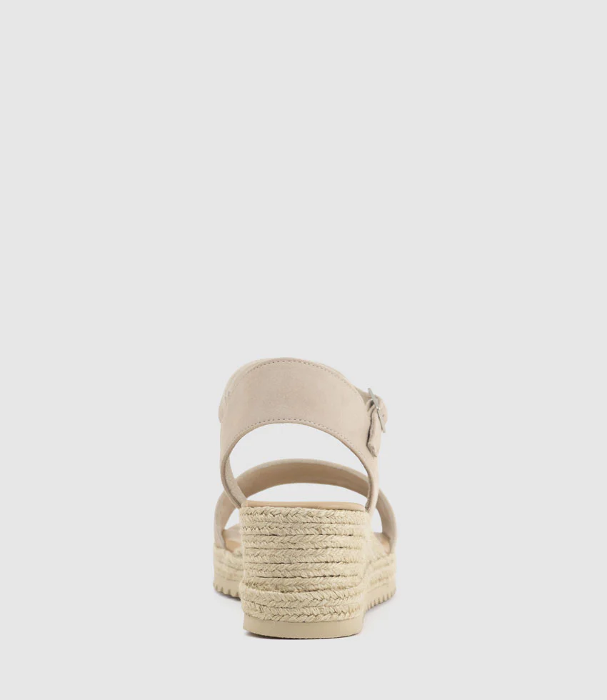 MIARA Single Strap Low Espadrille in Taupe Suede - Image 3