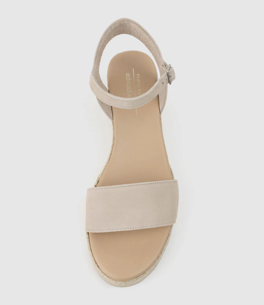MIARA Single Strap Low Espadrille in Taupe Suede - Image 4