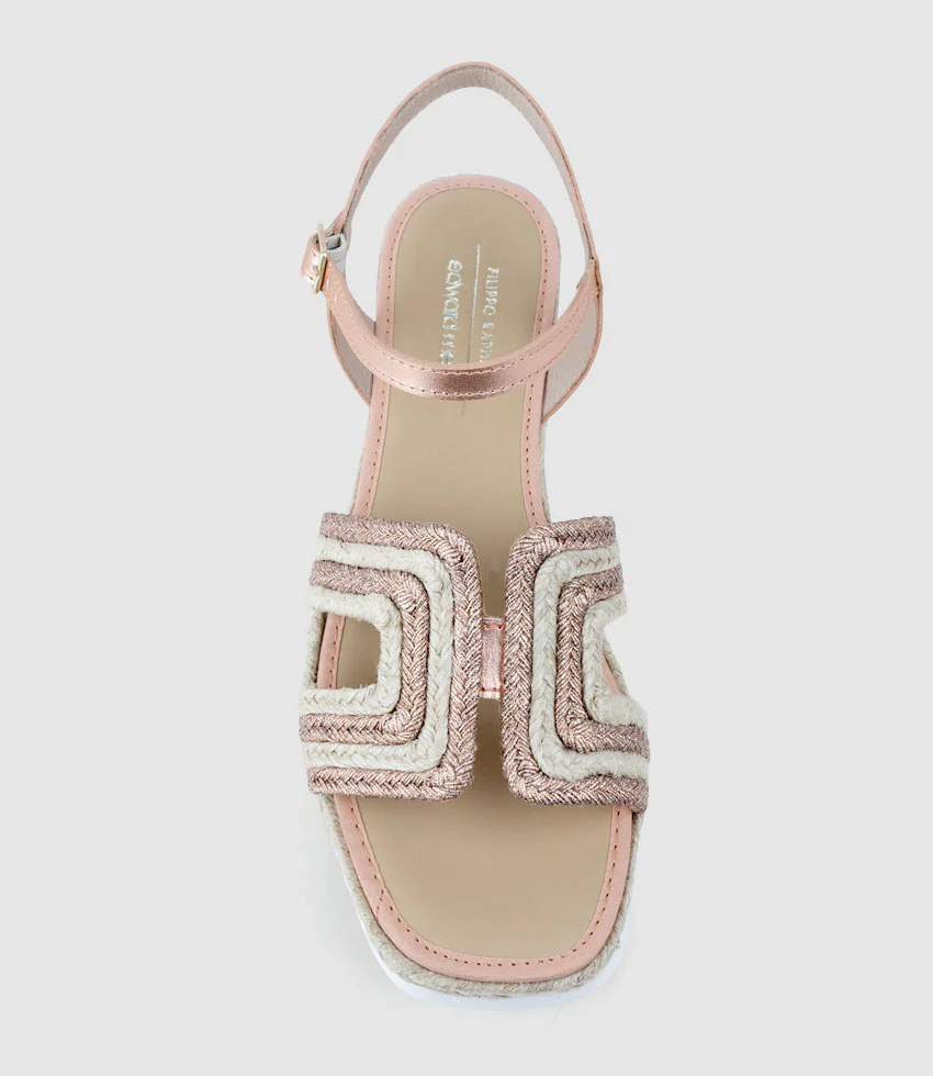 MIKO Geometric Weave Espadrille in Copper - Image 4