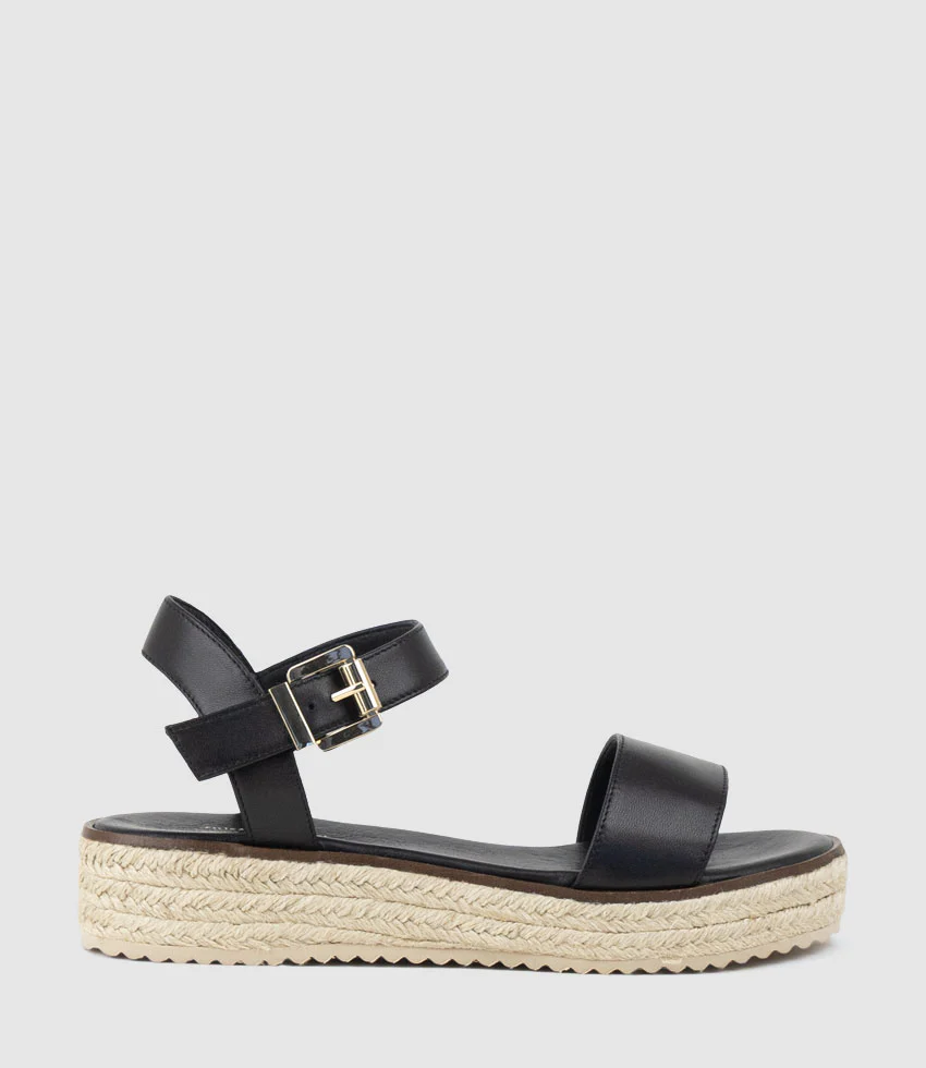 MINDI Flat Sandal Espadrille in Black