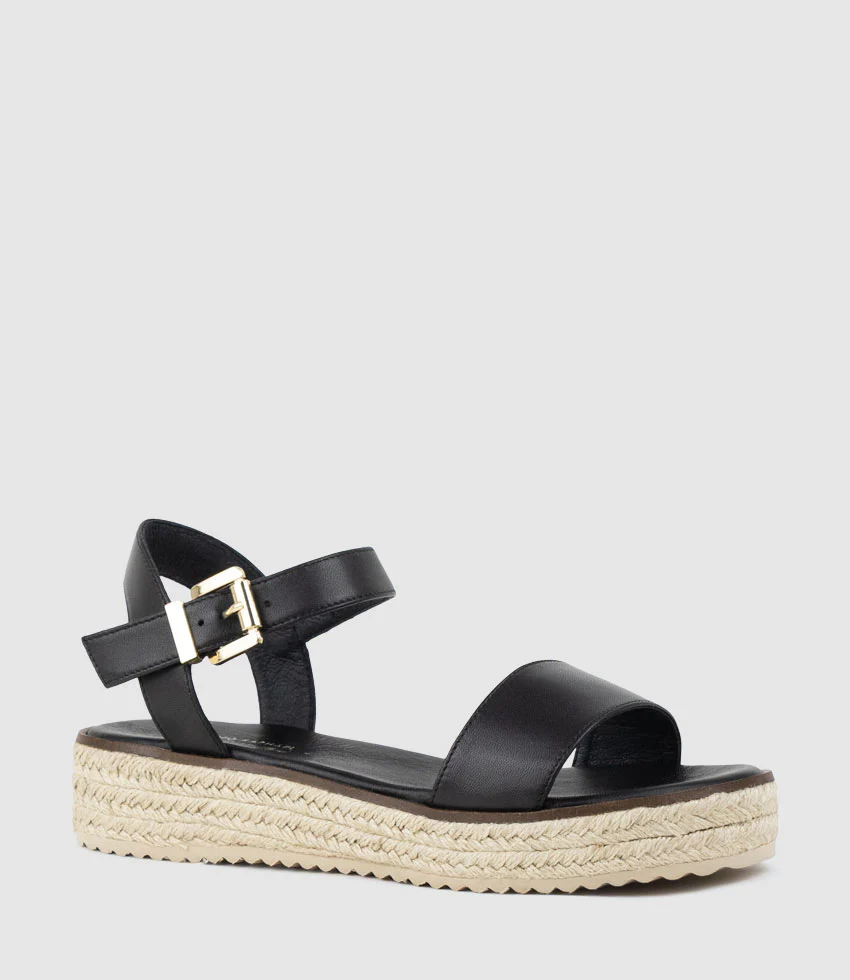 MINDI Flat Sandal Espadrille in Black - Image 3