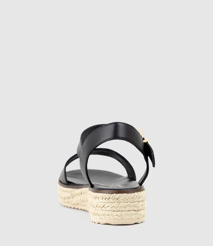 MINDI Flat Sandal Espadrille in Black - Image 4
