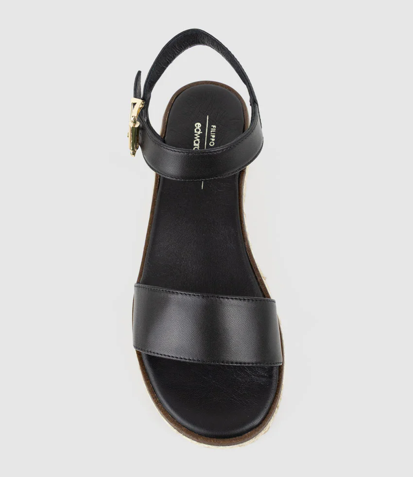 MINDI Flat Sandal Espadrille in Black - Image 5