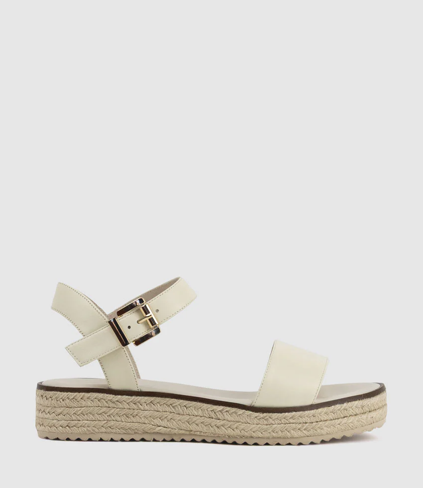 MINDI Flat Sandal Espadrille in Offwhite