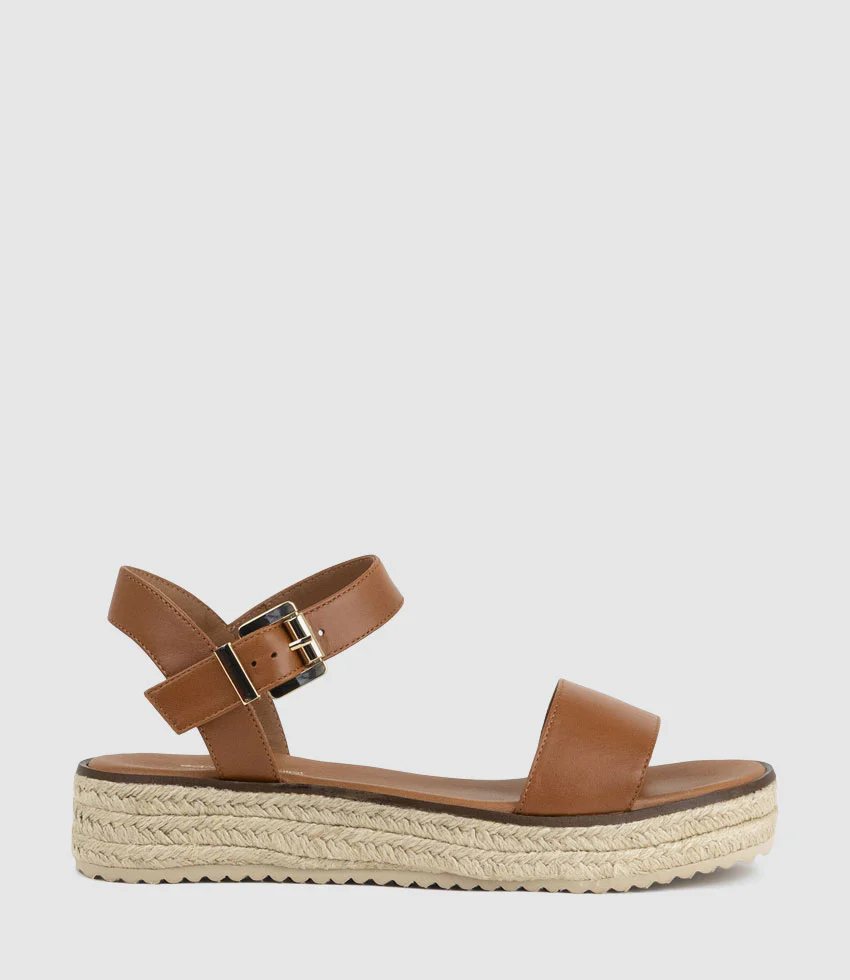 MINDI Flat Sandal Espadrille in Tan