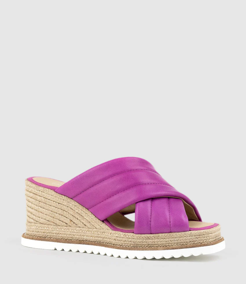 MORGAN Quilted Crossover Espadrille in Magenta - Image 3