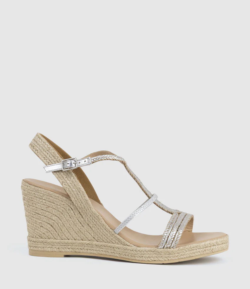 MYSTAL Strappy Sandal Espadrille in Silver