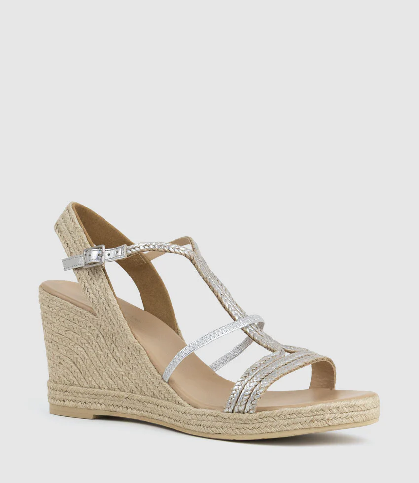 MYSTAL Strappy Sandal Espadrille in Silver - Image 3
