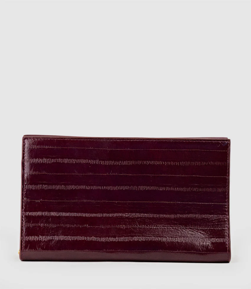 NAYLA Bag with Twist Hardware in Black Cherry Eel Print - Image 7