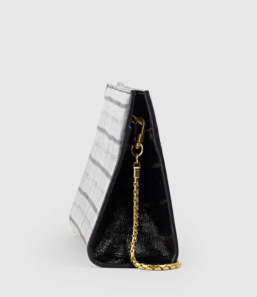 NAYLA Bag with Twist Hardware in Black Eel Print - Image 4