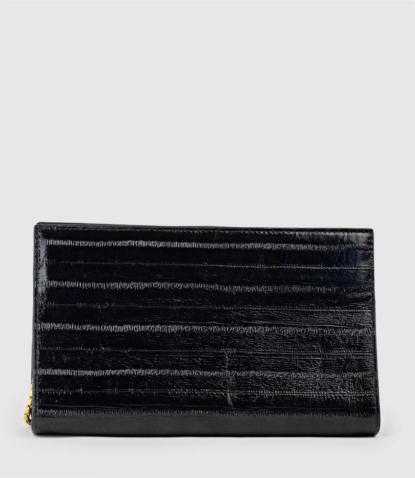 NAYLA Bag with Twist Hardware in Black Eel Print - Image 6