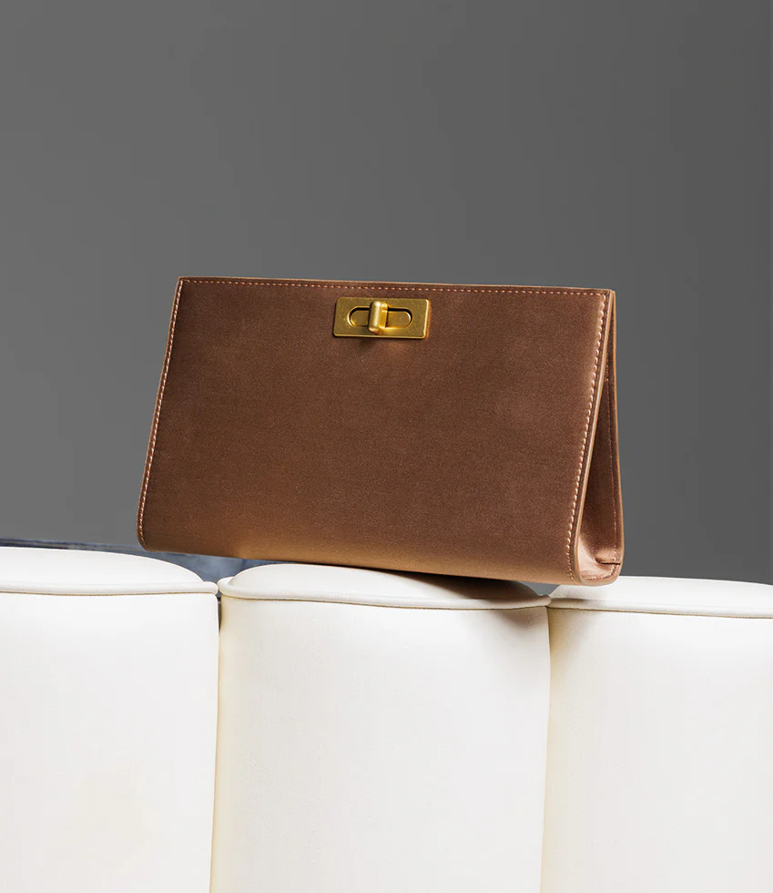 NAYLA Bag with Twist Hardware in Bronze Silk - Image 2