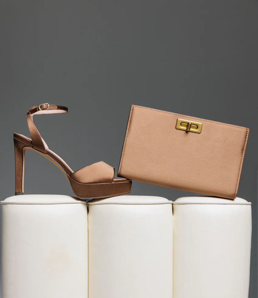 NAYLA Bag with Twist Hardware in Bronze Silk - Image 6