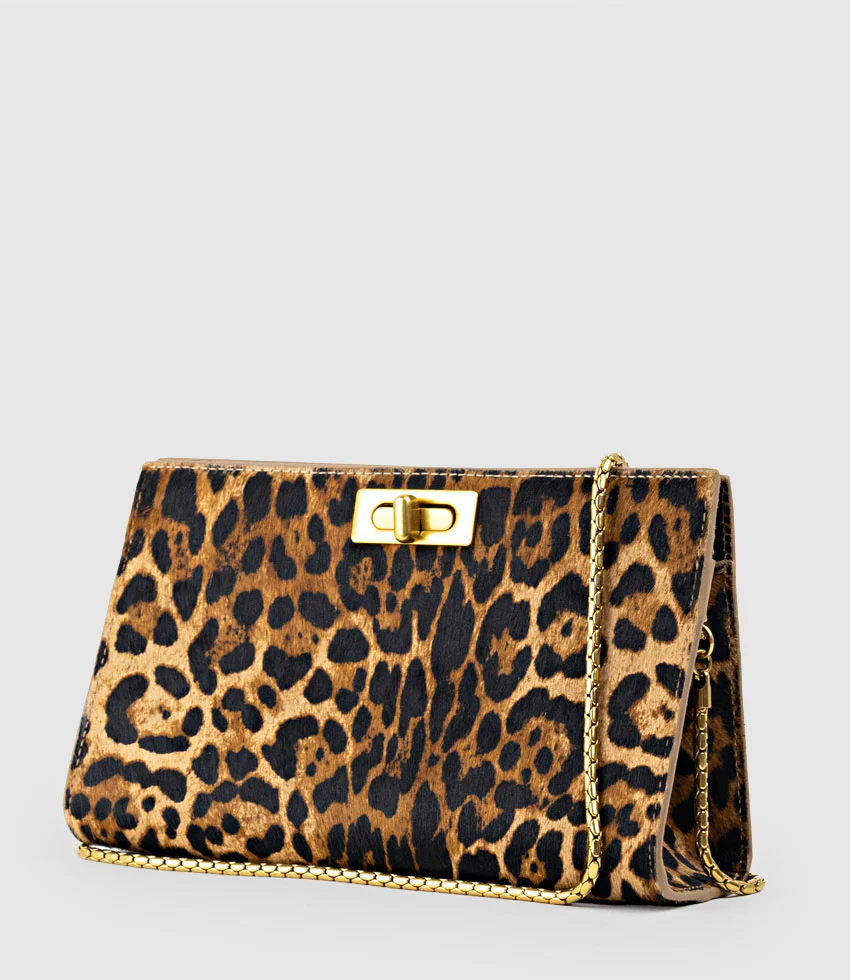 NAYLA Bag with Twist Hardware in Leopard Calf Hair - Image 3