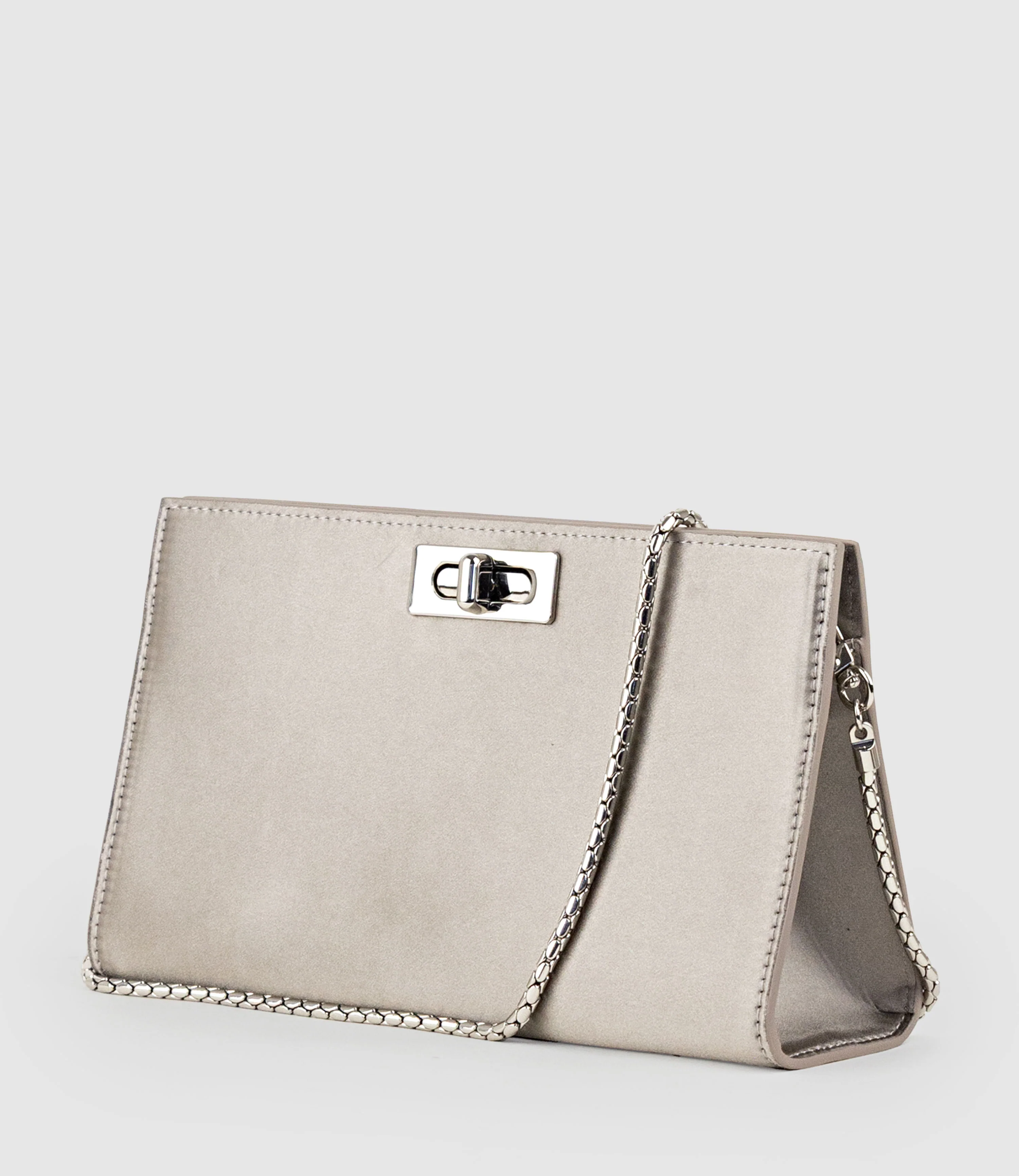 NAYLA Bag with Twist Hardware in Pewter Silk - Image 3