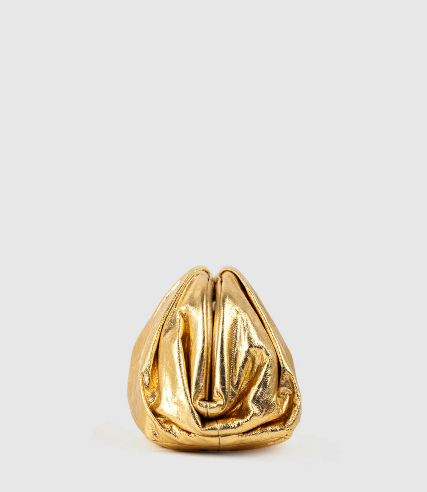 NEVA Ruched Frame Clutch in Gold - Image 3