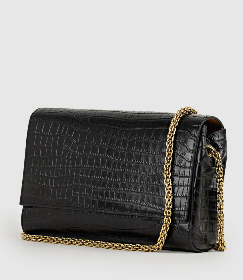 NIRIA Crossbody Bag in Black Croc - Image 3