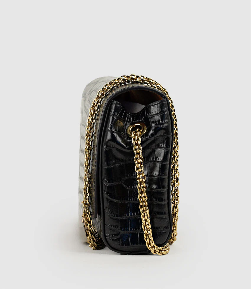 NIRIA Crossbody Bag in Black Croc - Image 4