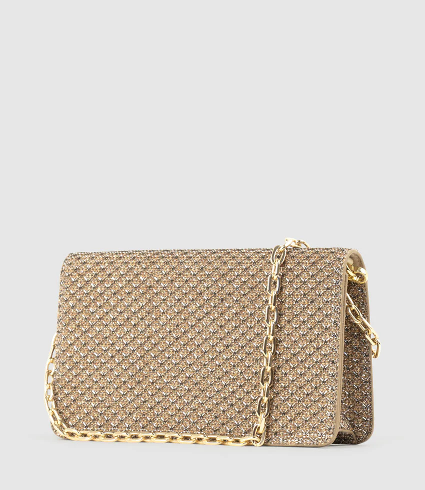 NYX Evening Bag in Copper Metallic Fabric - Image 3