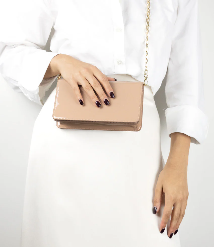 NYX Evening Bag in Nude Patent - Image 5