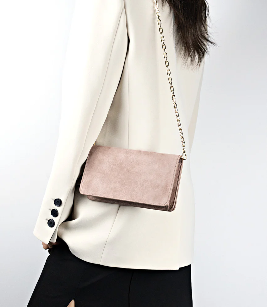 NYX Evening Bag in Nude Suede - Image 5