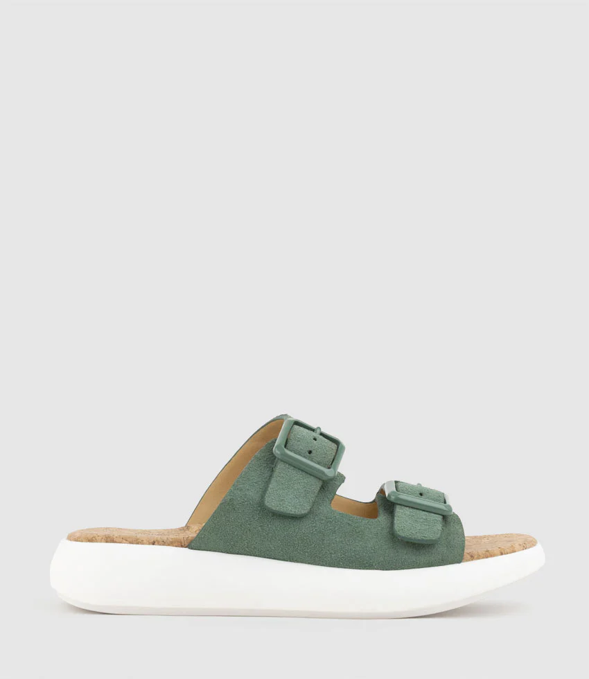 OSAKA Two Strap Slide on Unit in Sage Suede