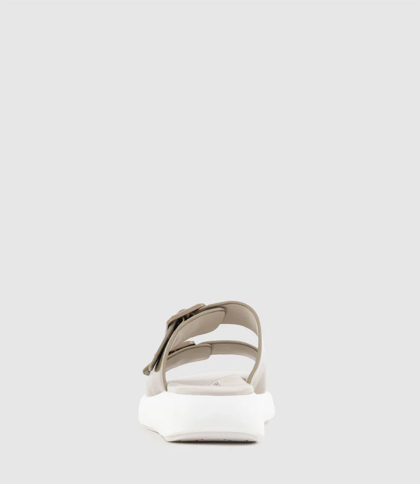 OSAKA Two Strap Slide on Unit in Taupe Crinkle Patent - Image 3