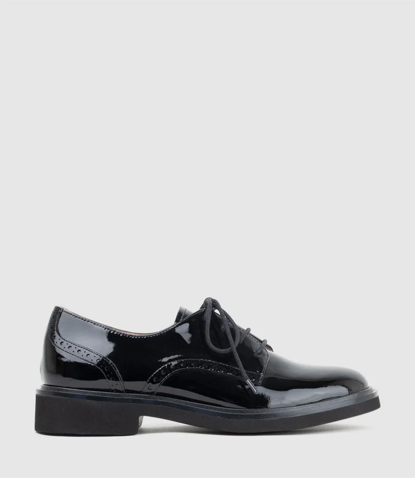 PAOLO Lace Up in Black Patent