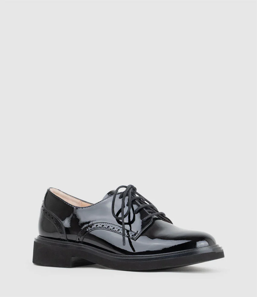 PAOLO Lace Up in Black Patent - Image 3
