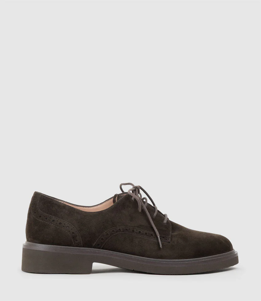 PAOLO Lace Up in Chocolate Suede