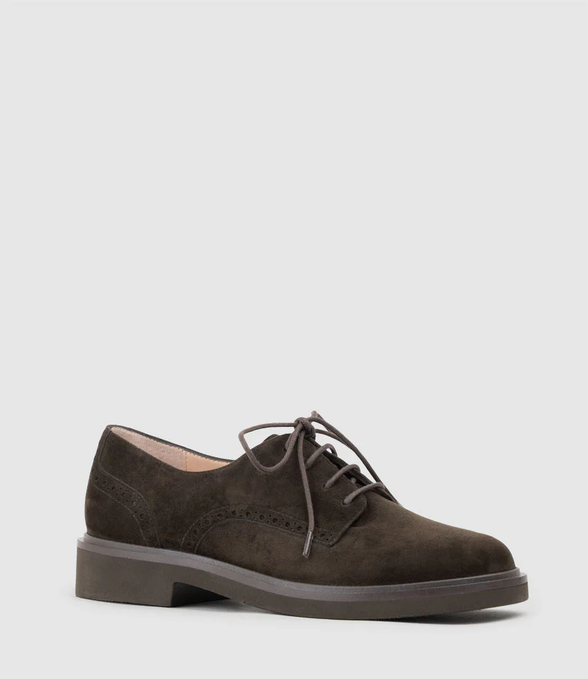 PAOLO Lace Up in Chocolate Suede - Image 2