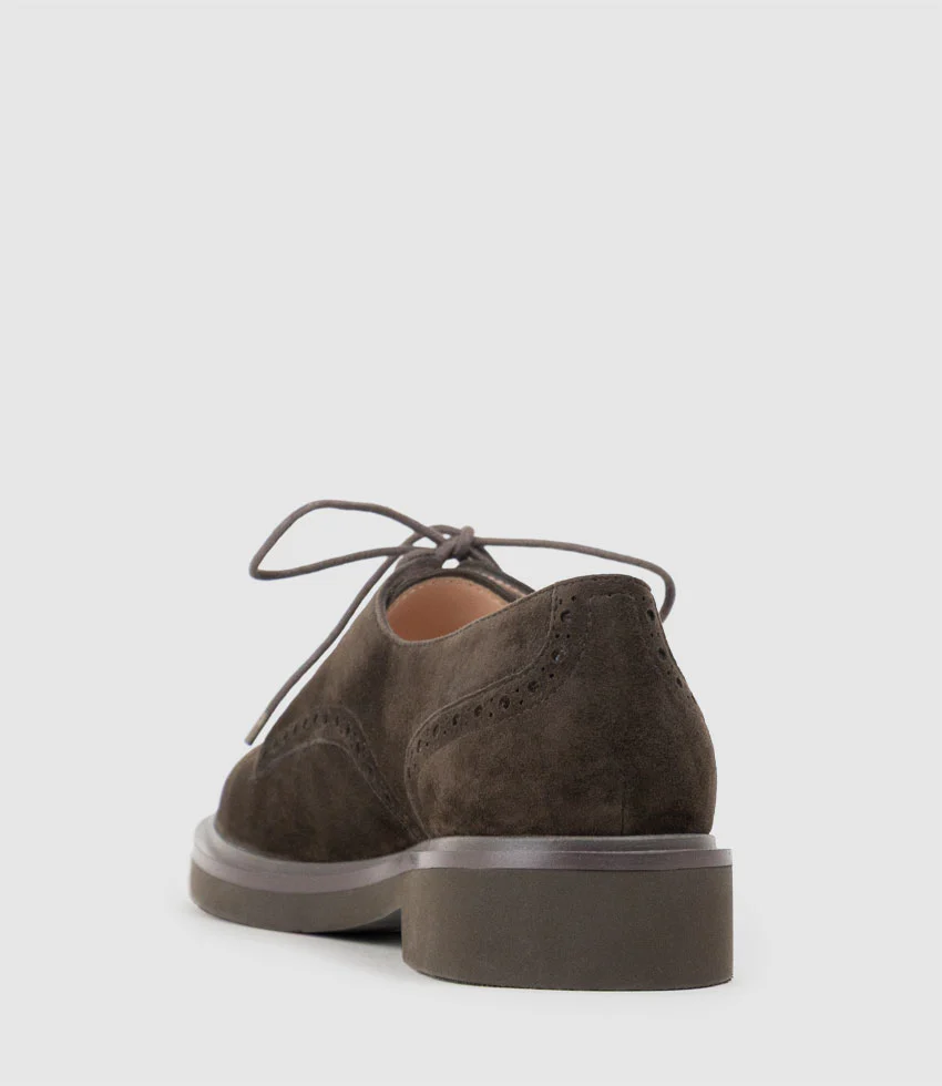 PAOLO Lace Up in Chocolate Suede - Image 3