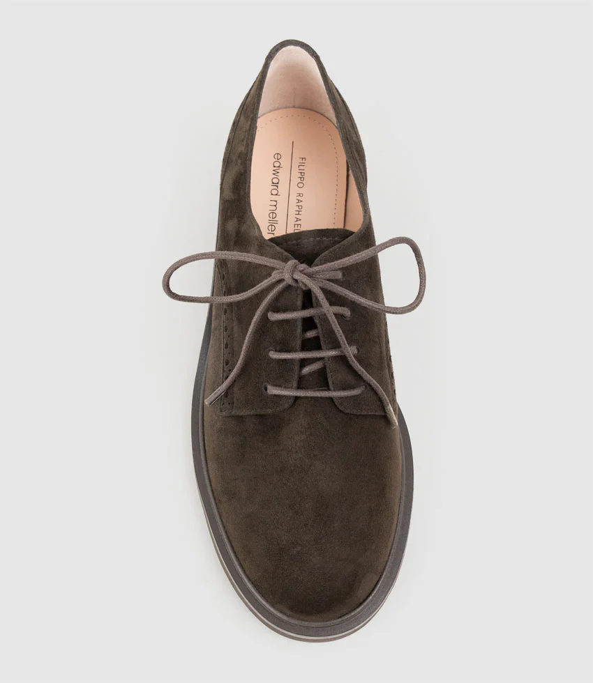 PAOLO Lace Up in Chocolate Suede - Image 4