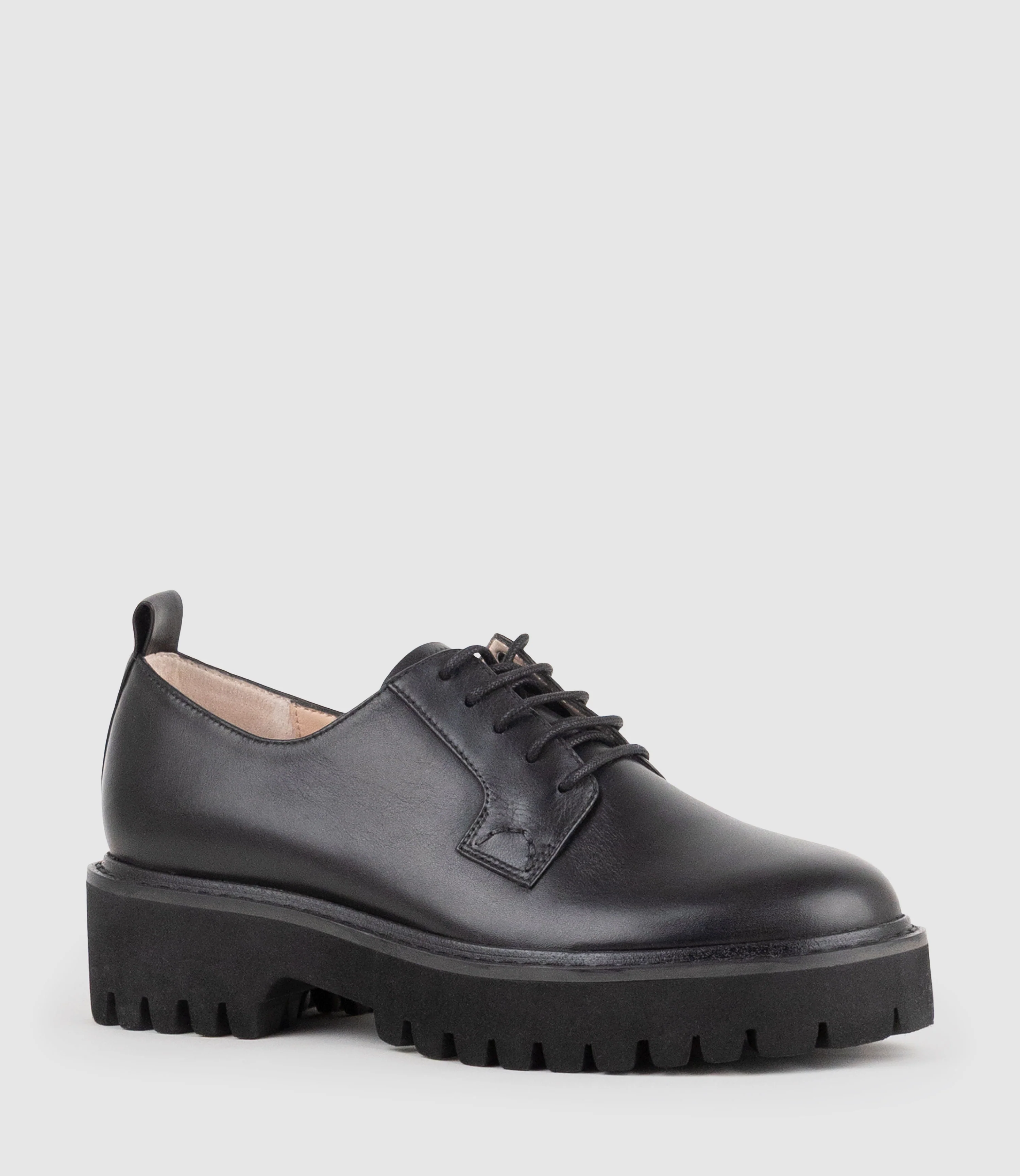 PATEO Lace Up on Chunky Sole in Black Calf - Image 2
