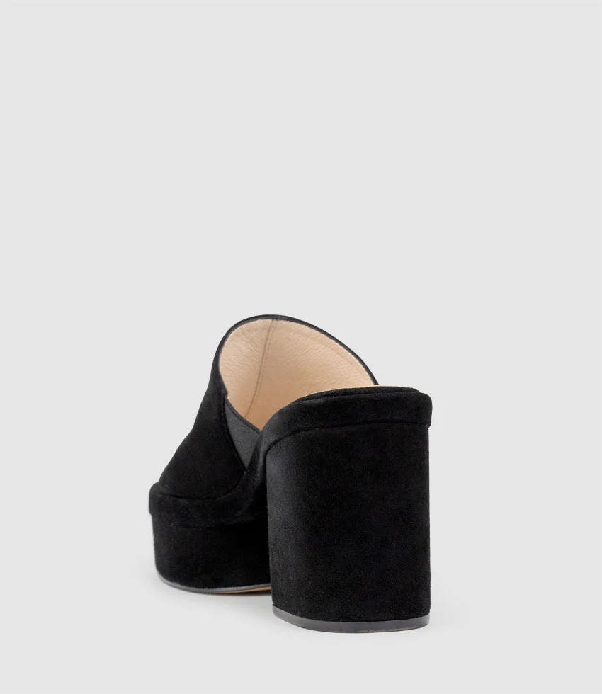RASCAL90 Exaggerated Platform Slide in Black Suede - Image 3