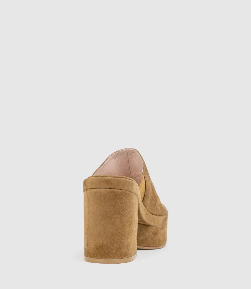RASCAL90 Exaggerated Platform Slide in Tawny Suede - Image 3