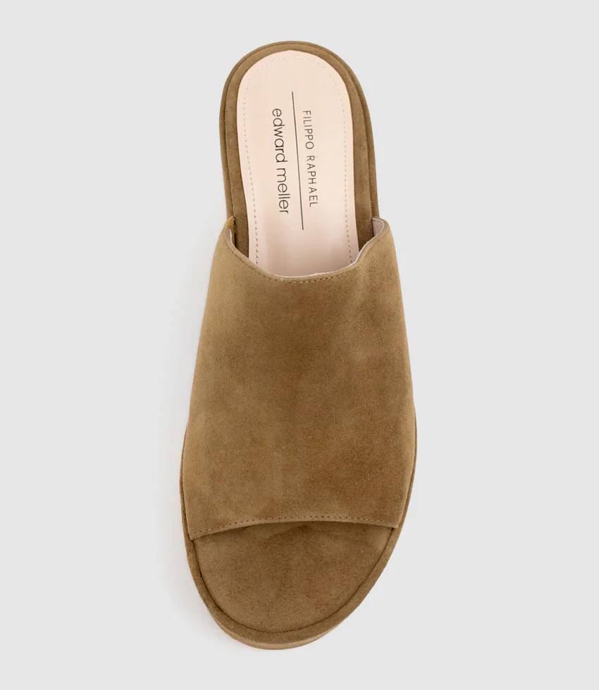 RASCAL90 Exaggerated Platform Slide in Tawny Suede - Image 4