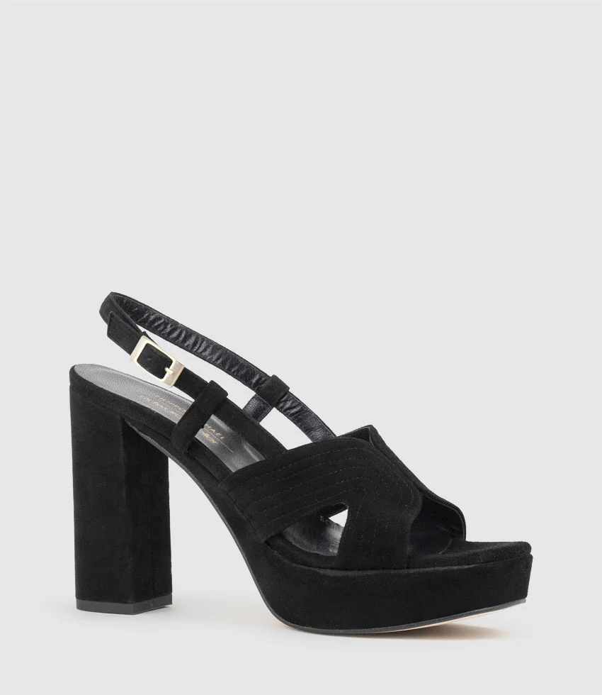 RASTINE115 Open Toe Platform Sandal in Black Suede - Image 2
