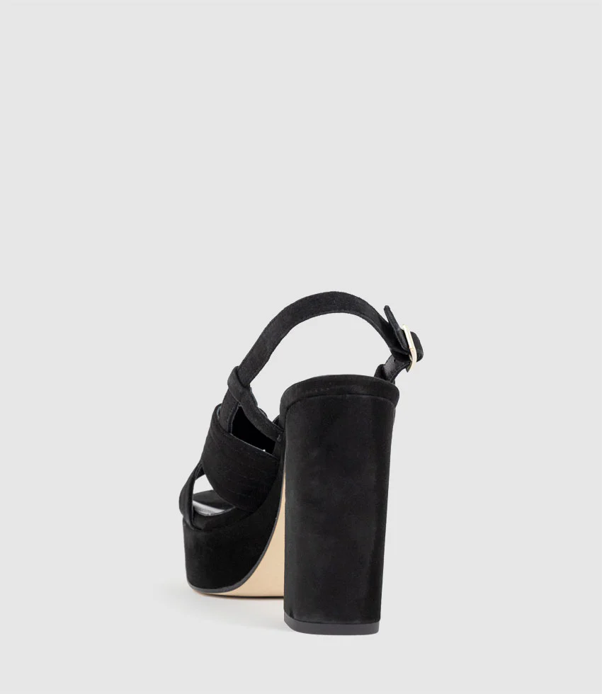 RASTINE115 Open Toe Platform Sandal in Black Suede - Image 3