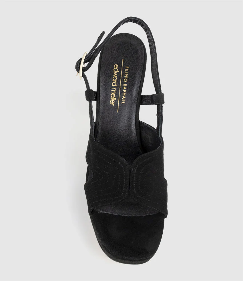 RASTINE115 Open Toe Platform Sandal in Black Suede - Image 4